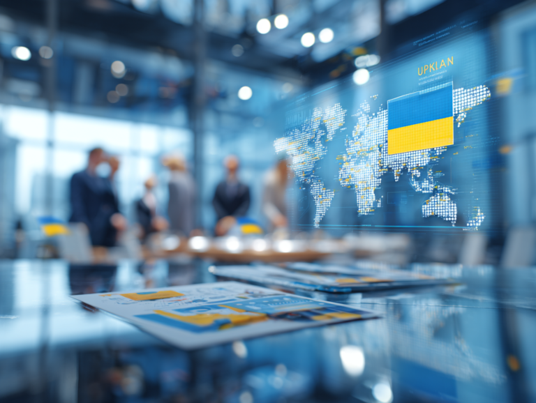 A dynamic and professional scene representing the expansion of SEC Newgate into Ukraine
