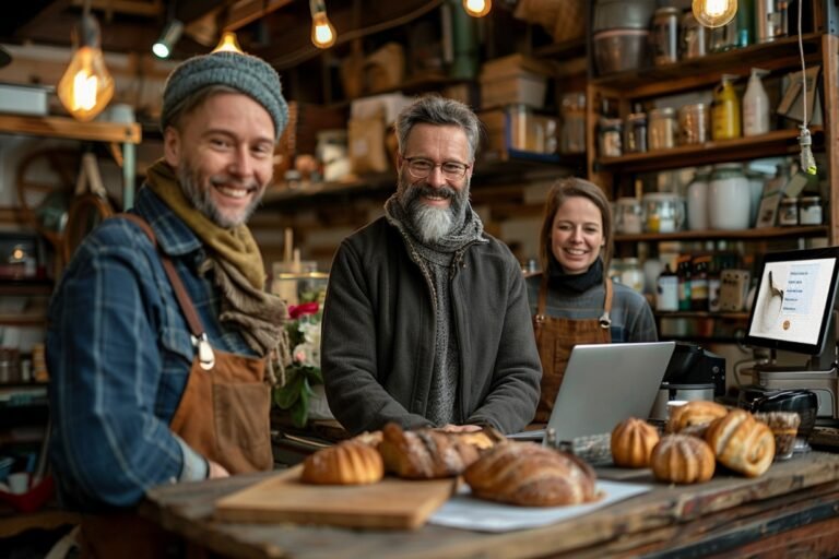 Diverse people preparing online orders