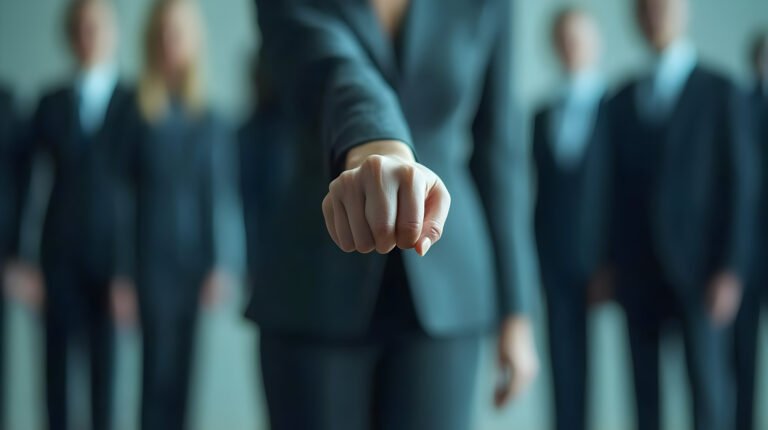 Photo Businesswoman Fist Teamwork Leadership Power Strength