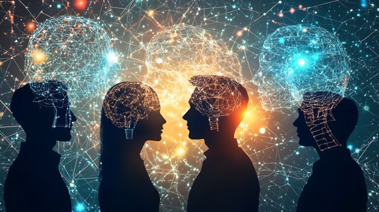 Silhouettes of People with Connected Minds