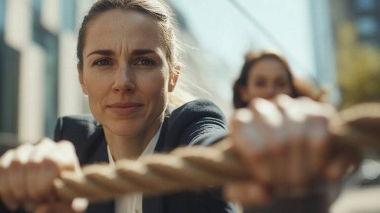 Business Team Collaboration Represented by People Pulling a Rope Together for Improved Coordination and Team Spirit