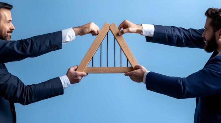 Business team members lifting a massive bridge together representing the power of collaborative partnerships shared goals and collective progress in overcoming challenges and shaping the future