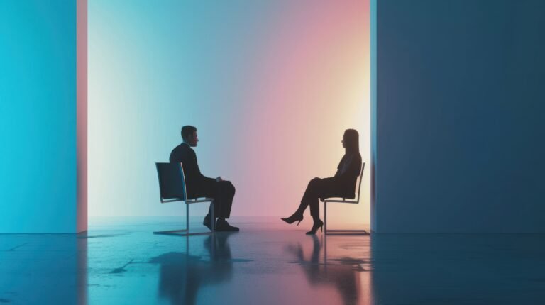 Professional setting with an interviewer asking questions to a candidate.