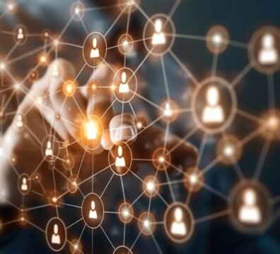 business communication concept, network concept, human resources, management strategy design.