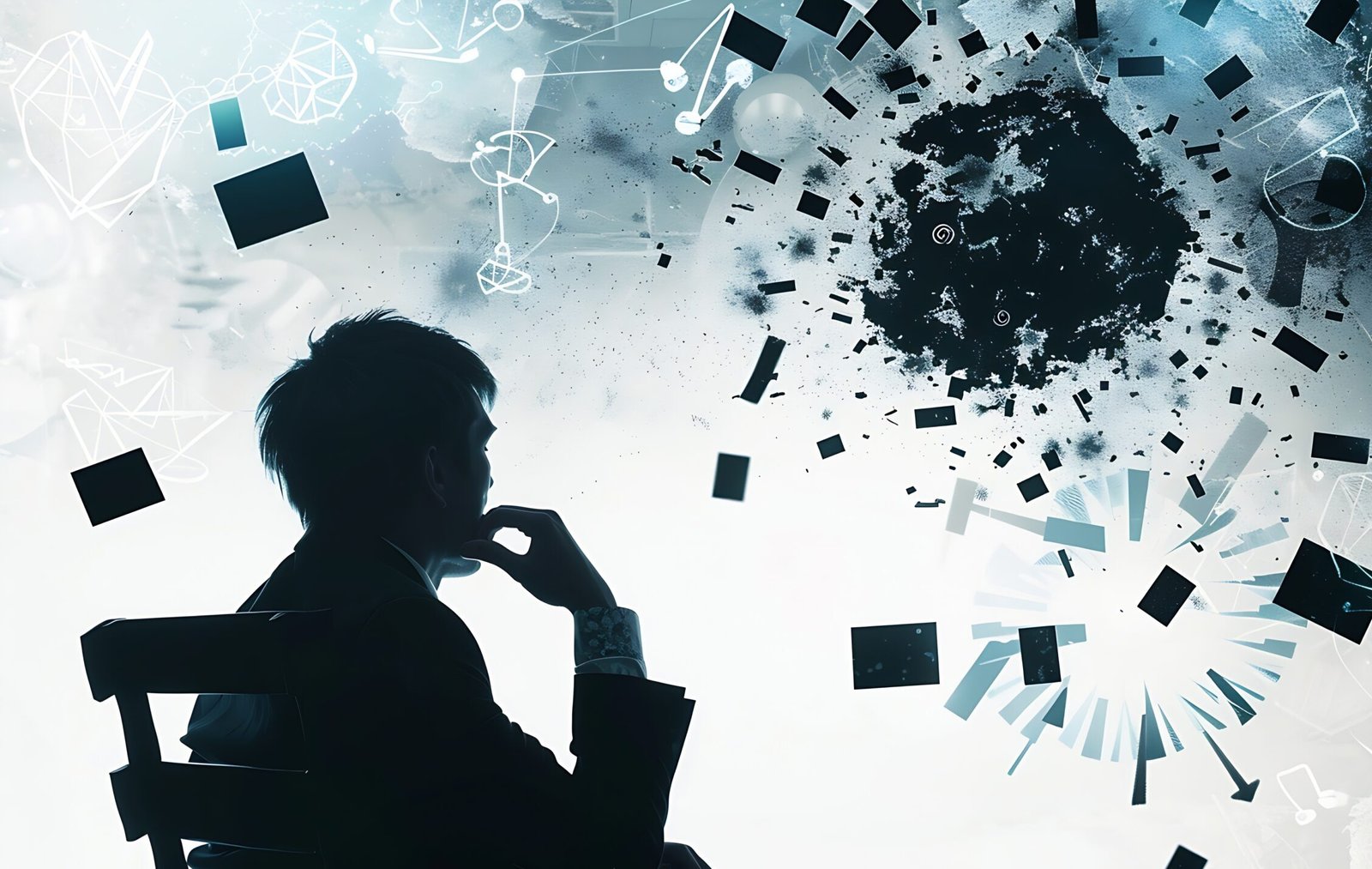 silhouette young man office manager