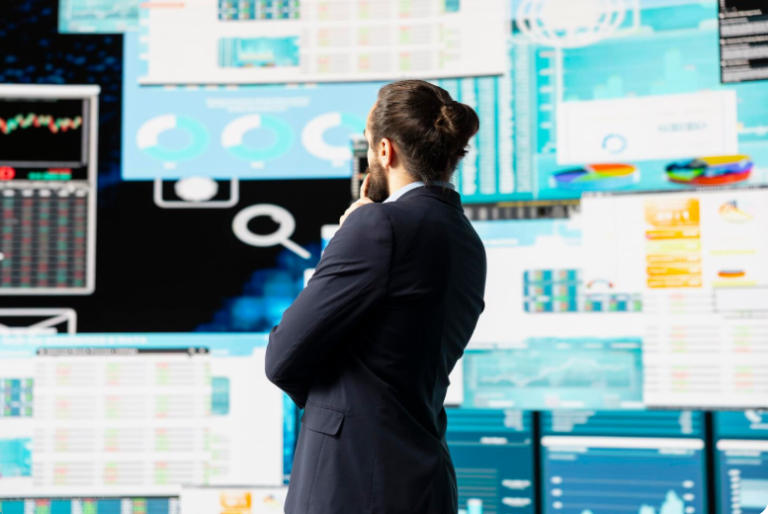 High end entrepreneur thinking about new powerful ideas for company profit