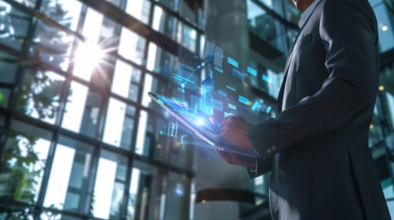 The businessman using tablet