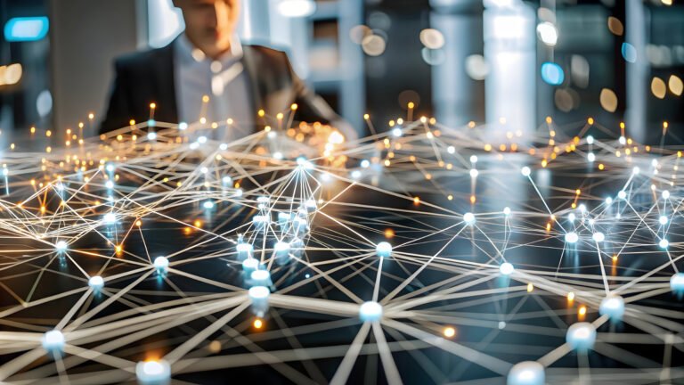 3d-glowing-abstract-network-with-interconnected-nodes-representing-financial-decisions-concept-as