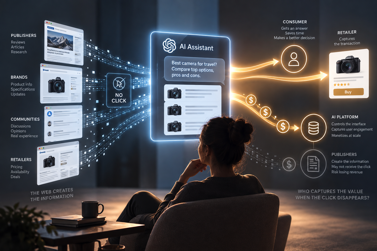 The Economics of the Lost Click: What Happens When AI Keeps Users Away From Websites?